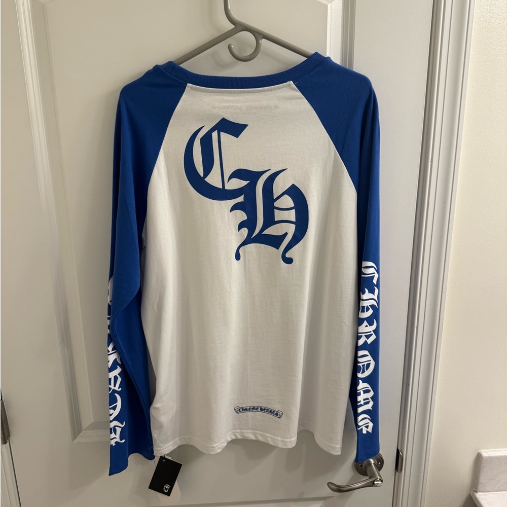 Chrome Hearts blue white long sleeve t baseball tee shirt size XL